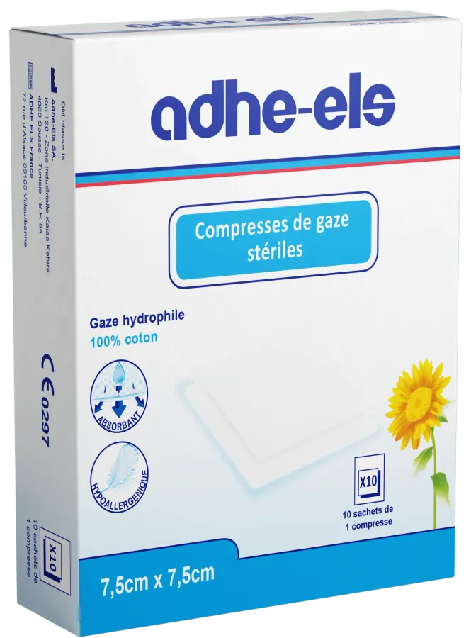 Compresses stériles de gaze hydrophile