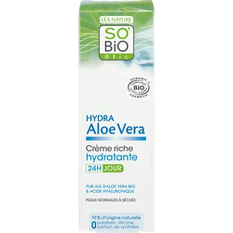 So Bio Hydra Aloe Vera Creme Riche Hydratante 24h Peaux Normales a Seches 50 ml