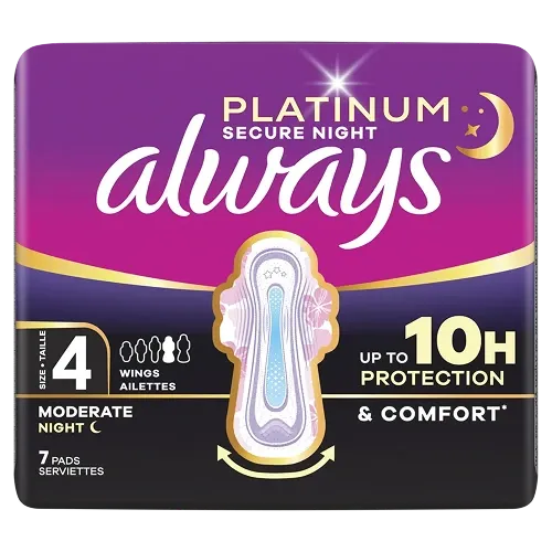 Always Serviettes Menstruelles Platinum Nuit Flux Modéré