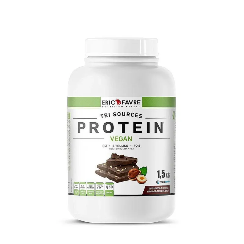 Eric Favre – Protéine végétale tri-source – Saveur chocolat – 1,5 kg