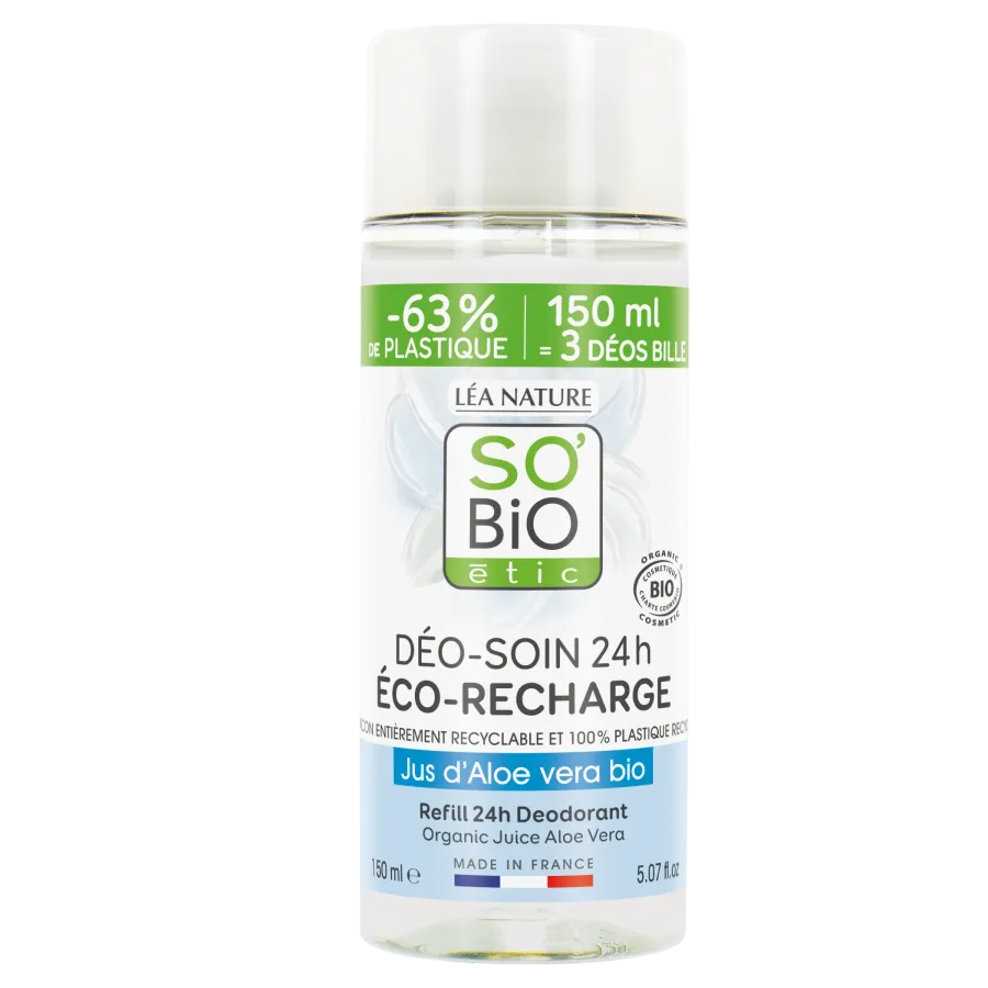 Eco Recharge, déo soin 24h, Jus d'Aloe Vera bio