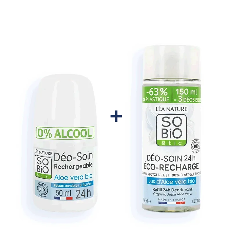 Duo Déodorant et éco-recharge Jus d'Aloe vera bio