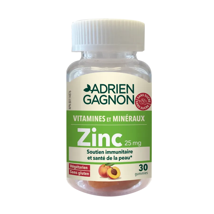 Zinc 25mg gummy sans sucre