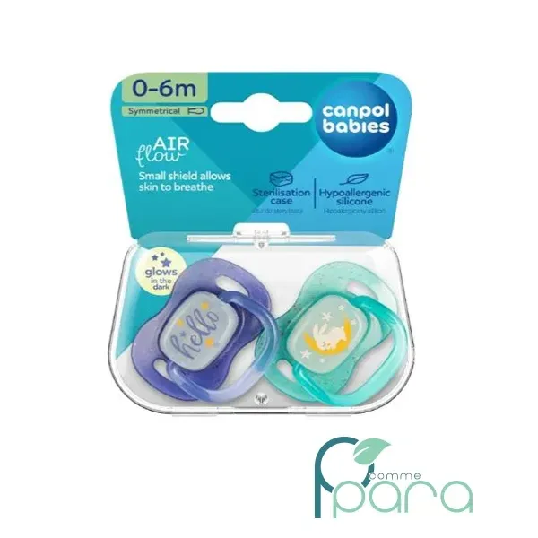 CANPOL 2 Sucettes Symétrique NightGlow 0-6m Blue