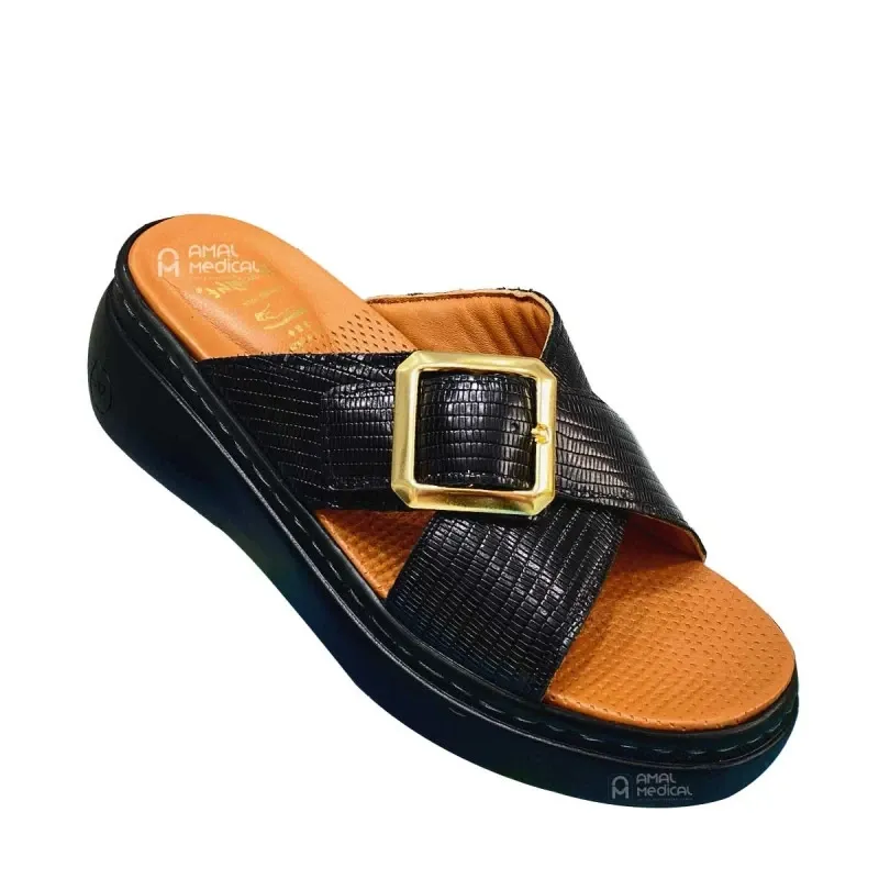 Sti Orthopedic - Claquette Orthopédique Femme Al05 – Noir Croco