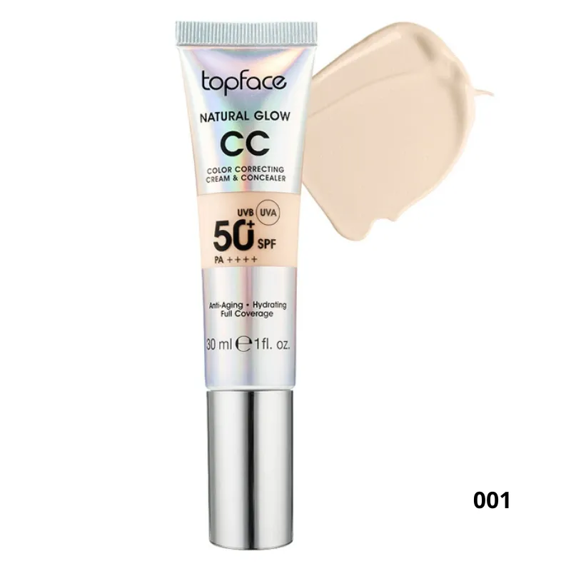 TOPFACE NATURAL GLOW CC FOND DE TEINT ET ANTI CERNES SPF50+ 30ML
