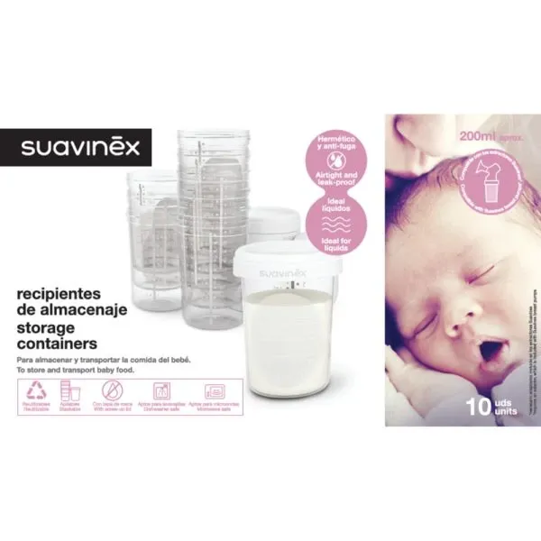 SUAVINEX Pots de Conservation du Lait Maternel B/10 Pots