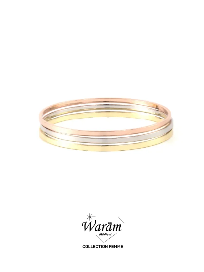 Bracelet jonc trois couleurs lisse