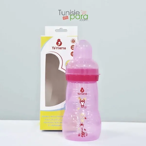 YA’MAMA biberon col large rose sans bras 240ml