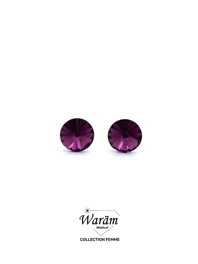 Boucles d’oreilles à vis femme violet améthyste