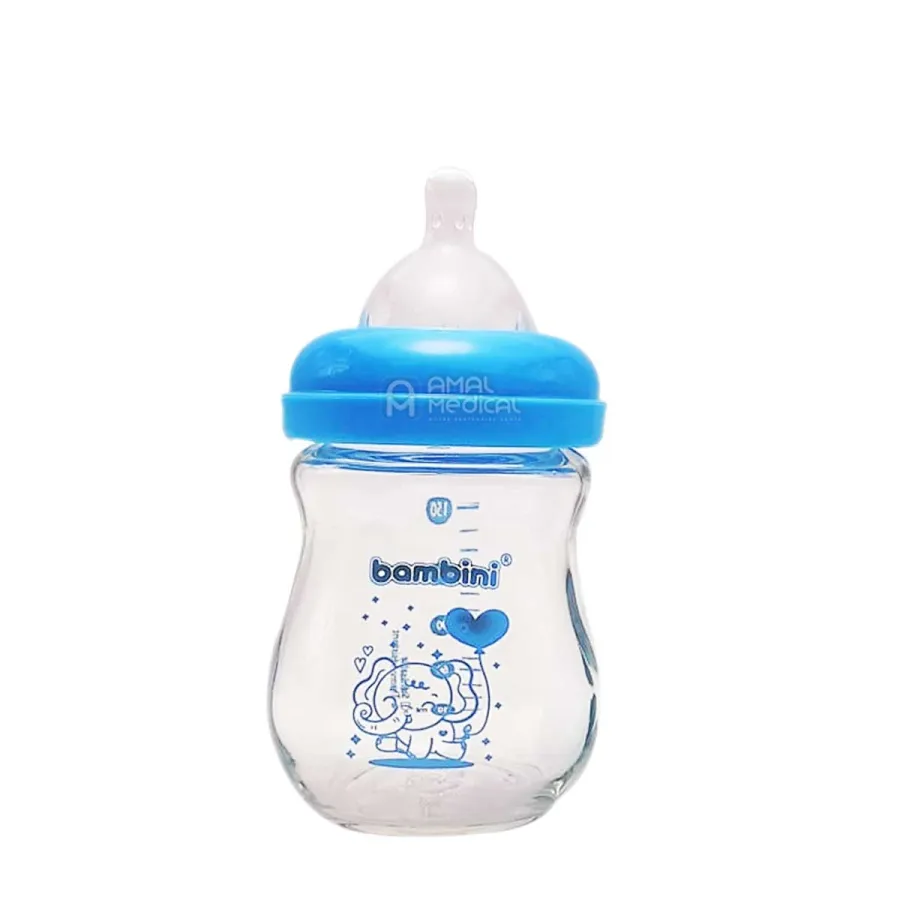 Bambini - Biberon large en verre - Tétine en silicone - 150ml