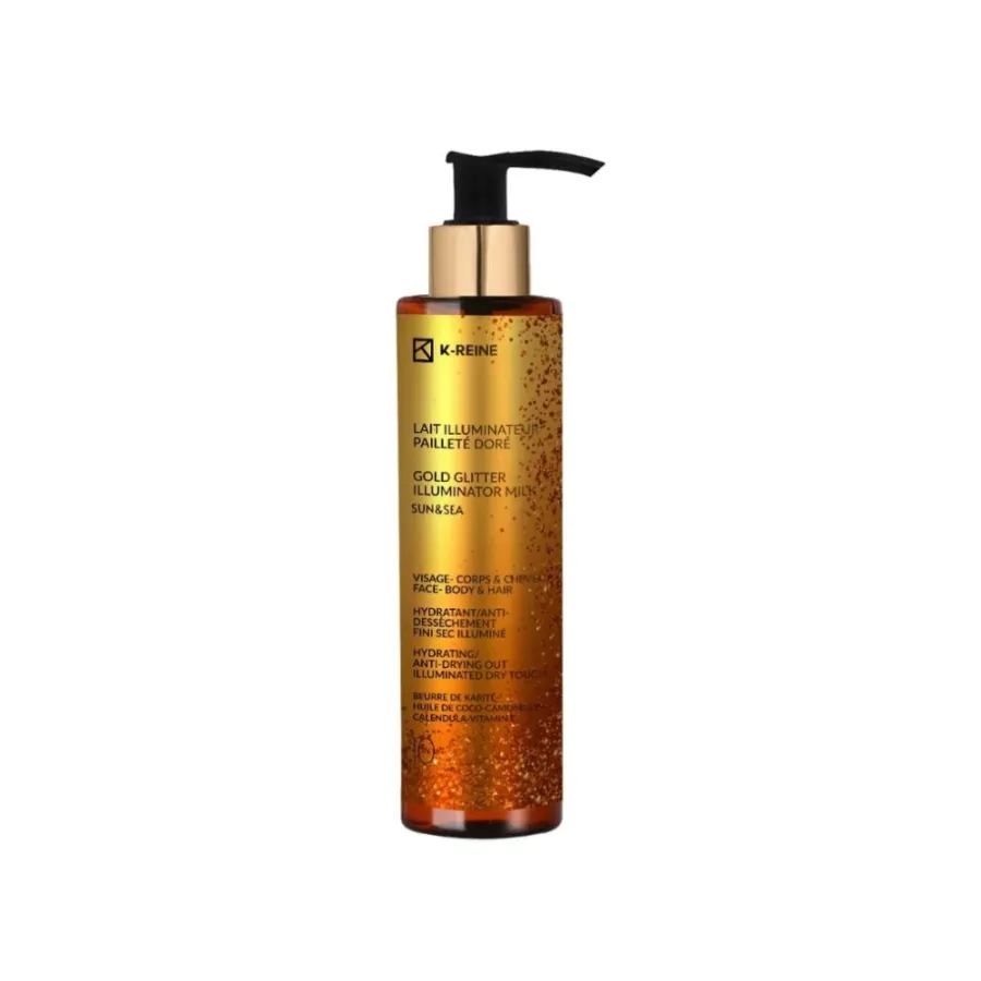 K-Reine Lait Illuminateur Pailleté Doré Visage Corps et Cheveux SPF10 150 mL