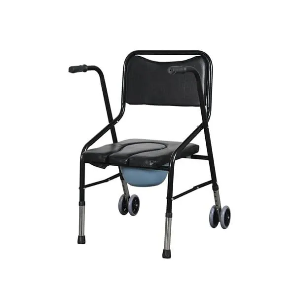 chaise avec toilette noir avec 2 roues