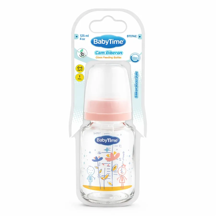BABYTIME - BIBERON EN VERRE 0-6MOIS 125ML BT074