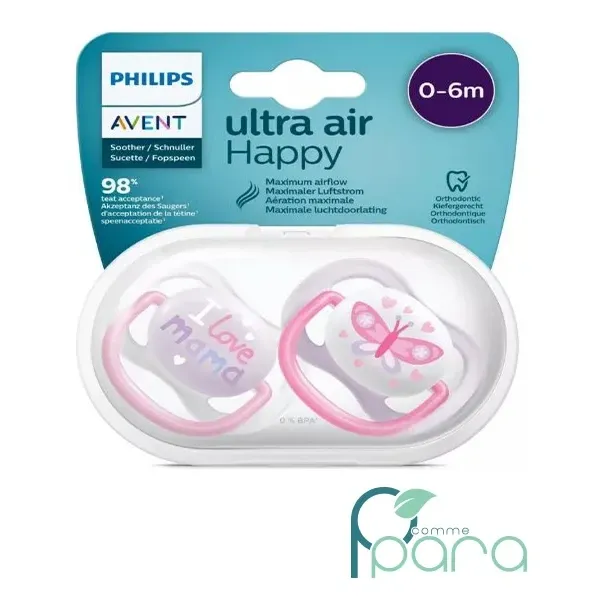 AVENT 2 SUCETTES MAMAN PAPILLON 0-6M SCF080/02