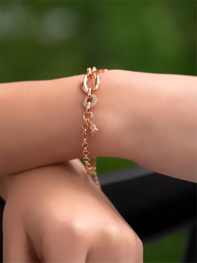 Bracelet chaine breloques couronne etoile