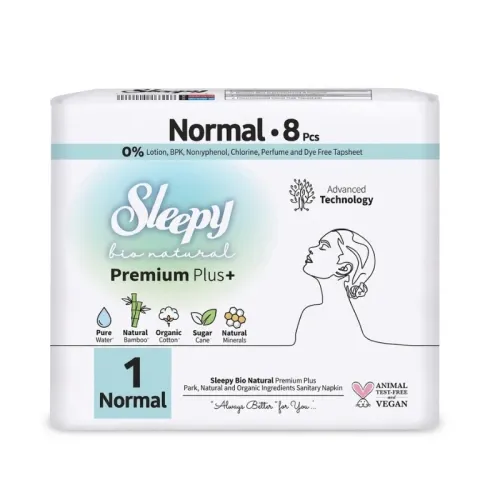 SLEEPY NATURAL SERVIETTE HYGIENIQUE BIO COTTON ORGANIQUE NORMAL 8PCS