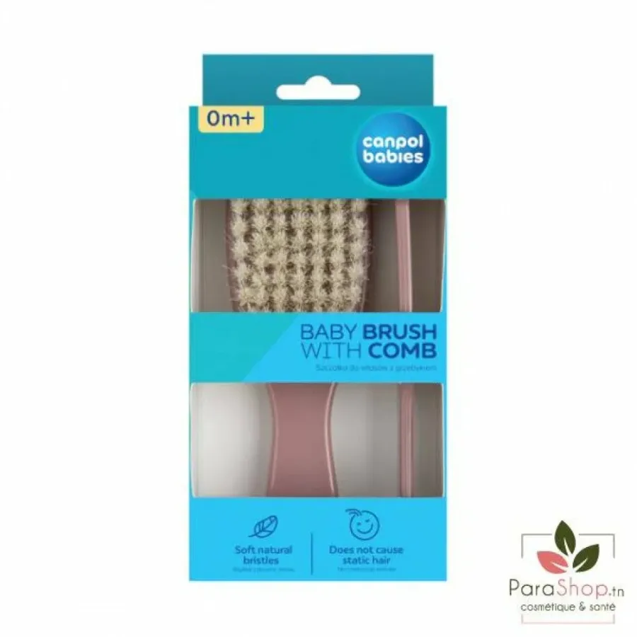 CANPOL BABIES Brosse et Peigne Poils Naturels - NOUVEAU NE GOLD ROSE - 7/406_pin2