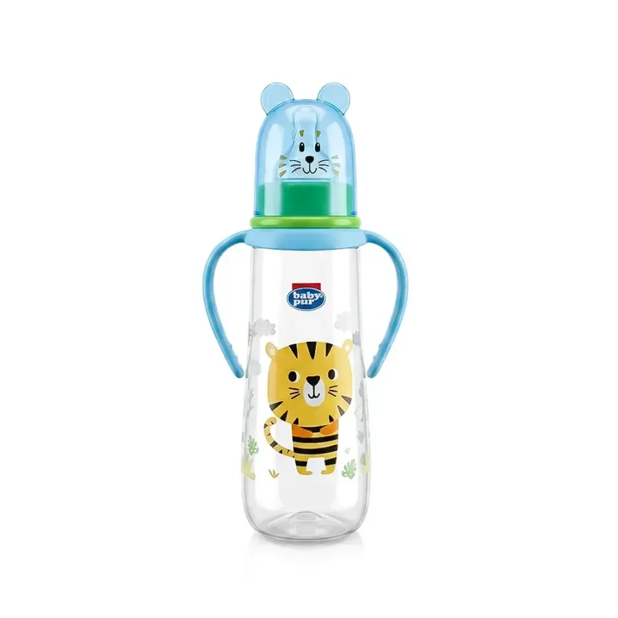 baby pur biberon Calinou pp avec anse bleu 250 ml REF (72035)