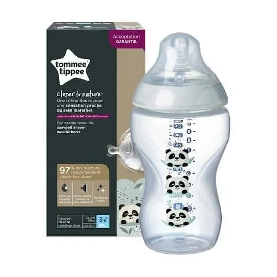 Tommee Tippee Biberon Closer To Nature panda gris 340 ml 3m+ REF: 42269803