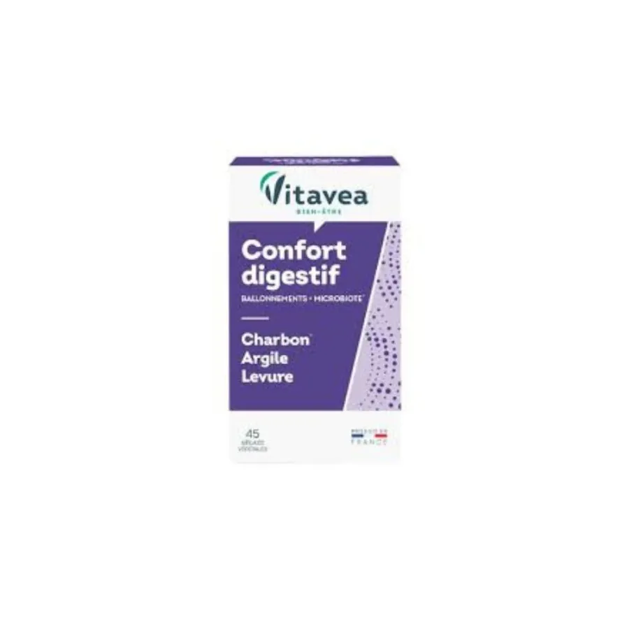 Vitavea Confort Digestif Charbon Levure Argile 45 Gélules