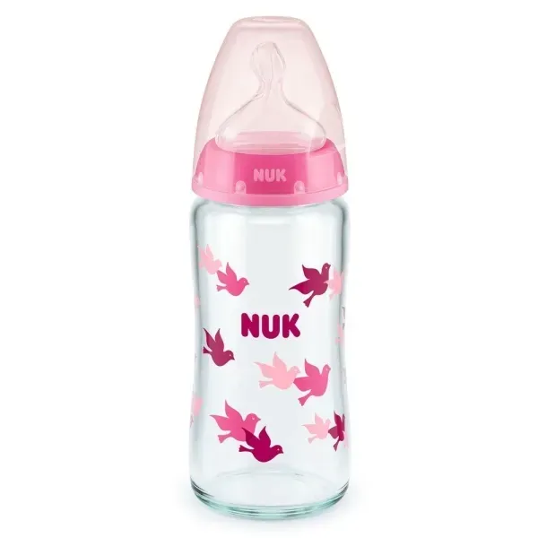 NUK FIRST CHOICE+ Biberon Temperature Control en Verre Rose 240ml