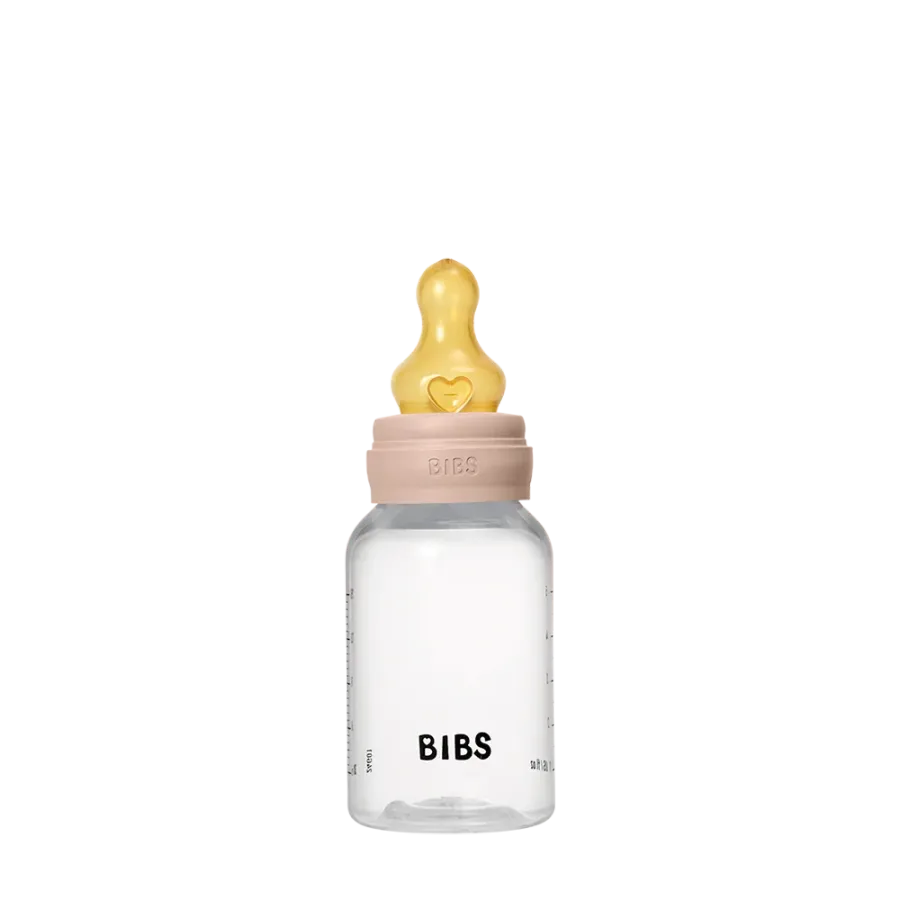 BIBS Biberon Rond en Latex Slow Flow 0M+ 150ml Blush