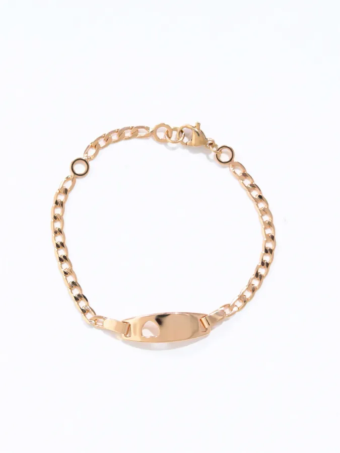 Bracelet Doré Cœur Perforé – Hypoallergénique & Personnalisable