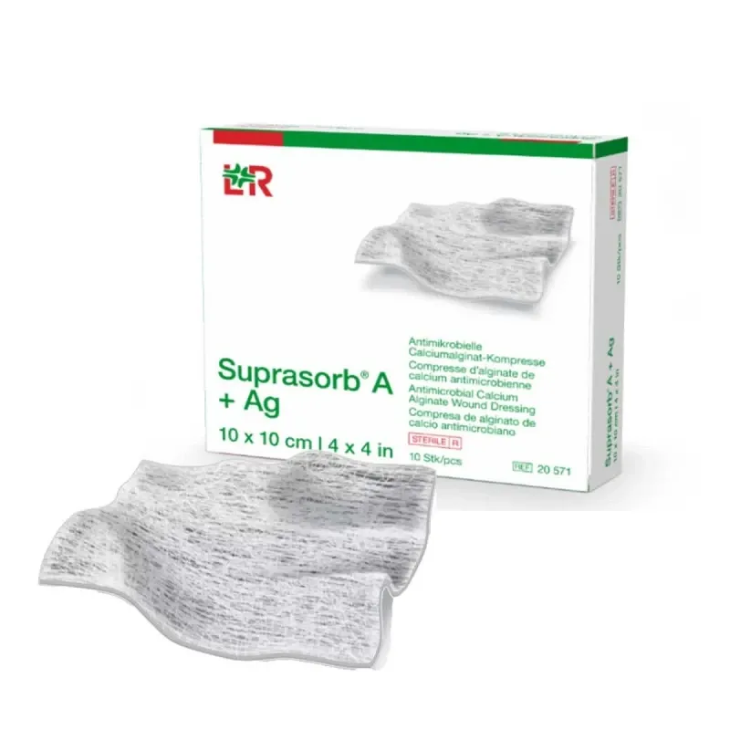 Compresse D'alginate De Calcium Anti-microbienne - Suprasob A + Ag - 10x10cm - 1 Pièce