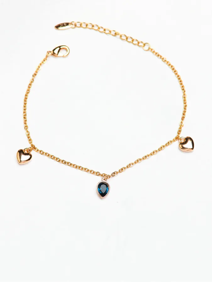 Bracelet Goutte Saphir & Cœurs