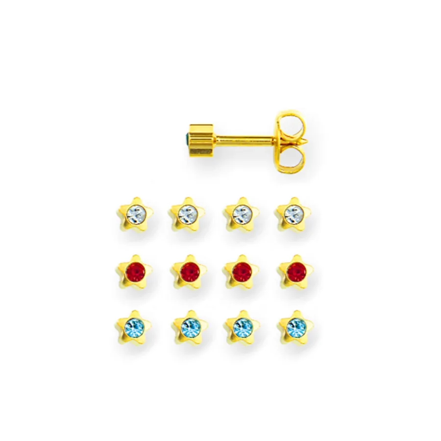 Boucles d'oreilles stériles en plaqué or - Caflon ear piercing - coloré ou standard