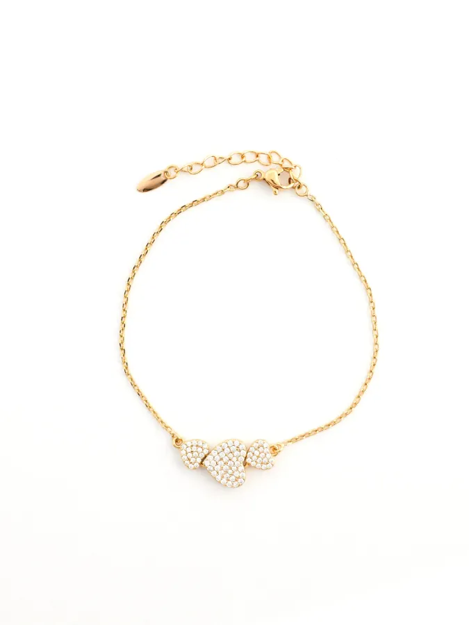 Bracelet Trio Cœurs Cristal – Hypoallergénique