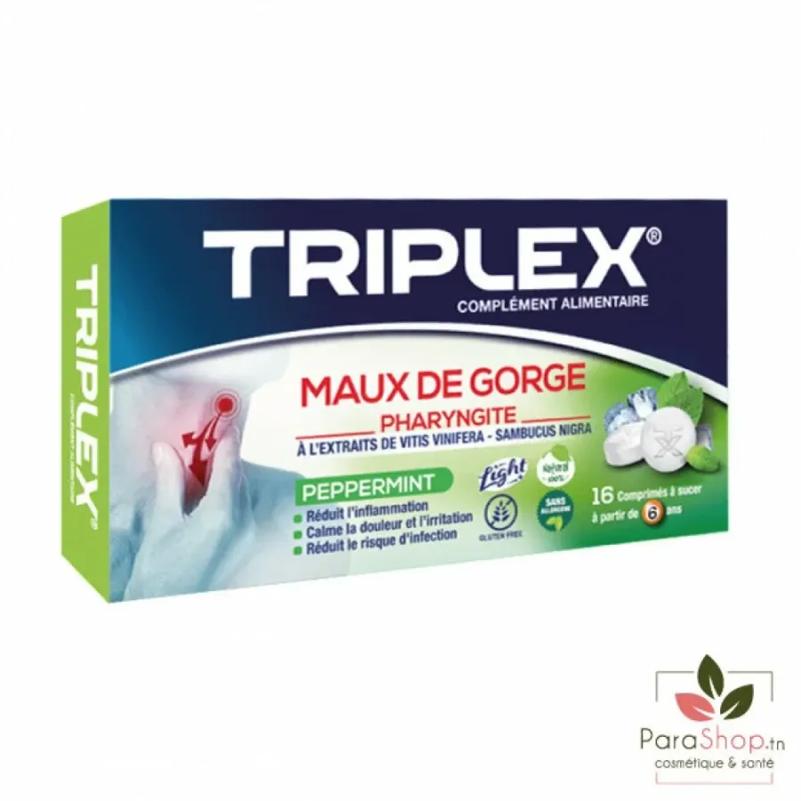 TRIPLEX MAUX DE GORGE MENTHE 16 Comprimes