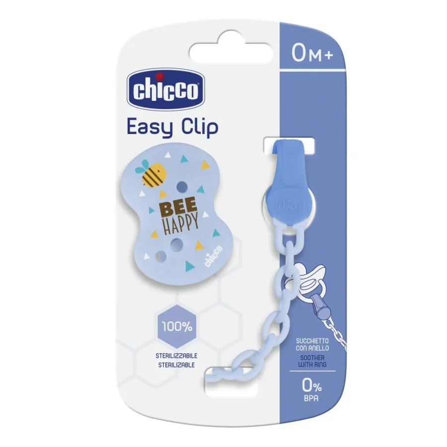 Chicco Easy Clip Attache-Sucette Chaînette 0 Mois et + Easy Clip Bleu