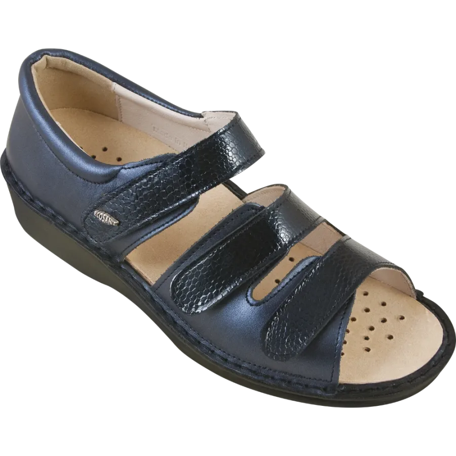 Mules femme Electra 3 velcros bleu