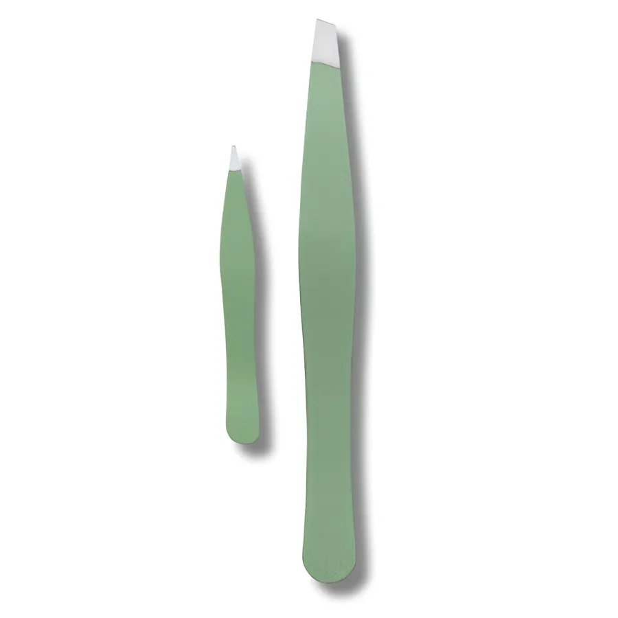 TITANIA - SET PINCES À ÉPILER: PINCE À ÉPILER INCLINÉE + MINI PINCE À ÉCHARDE VERT