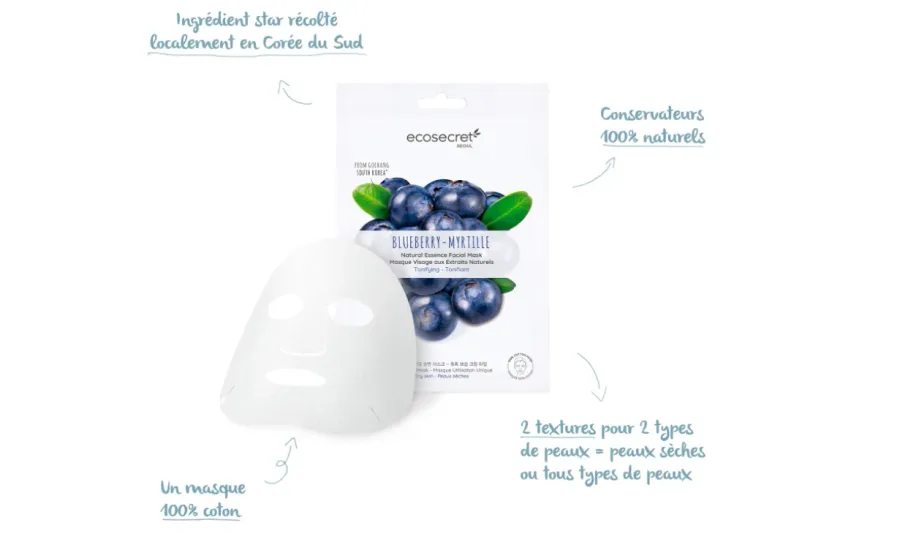 ECOSECRET SÉOUL masque visage à l'extrait naturel de myrtille
