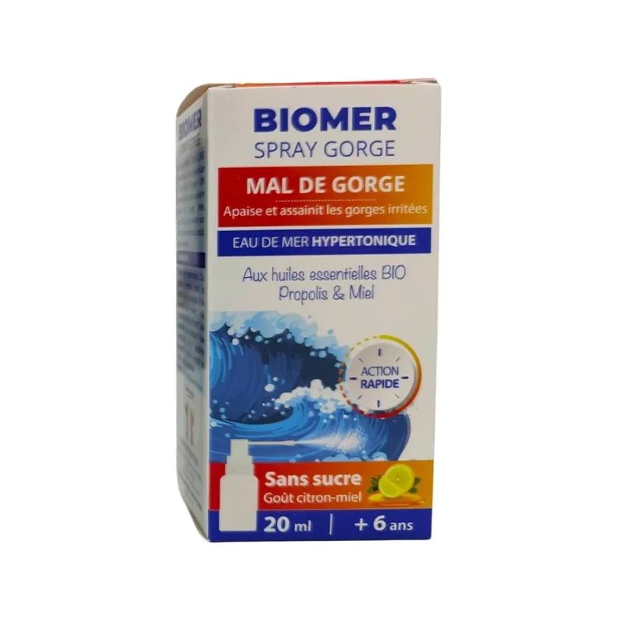 BIOMER Spray Gorge Eau De Mer Hypertonique 20ml