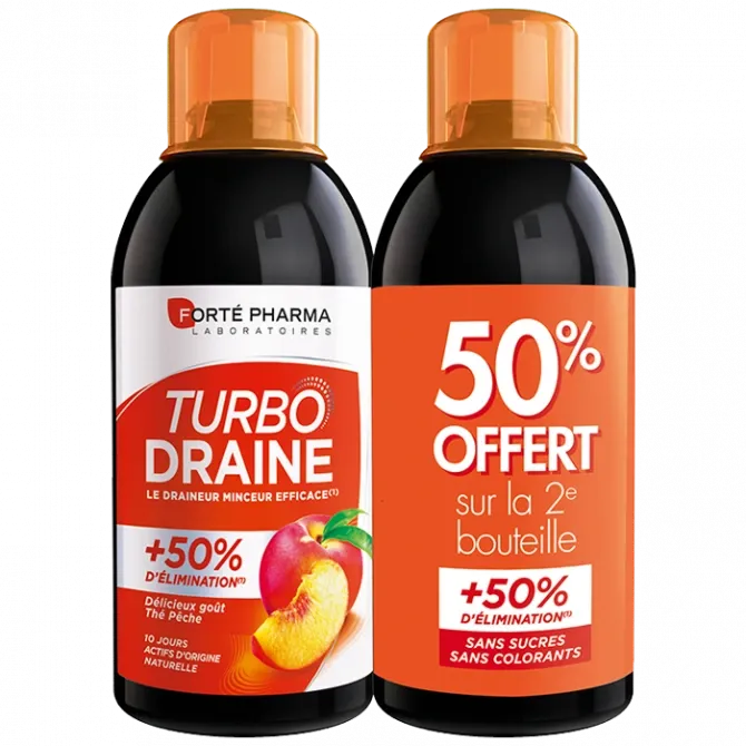 Forte Pharma Turbodraine Minceur Peche 500ml *2