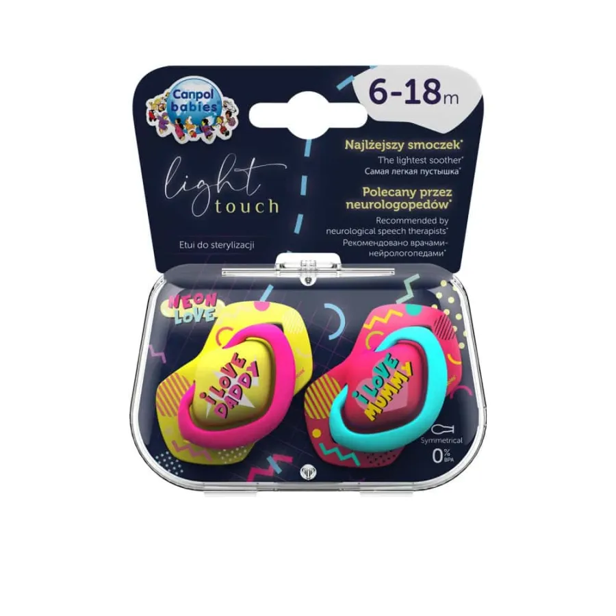 CANPOL 2 sucette universelle neon love rose 6-18m