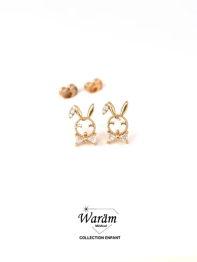 Boucles d’oreilles enfant lapin zircon