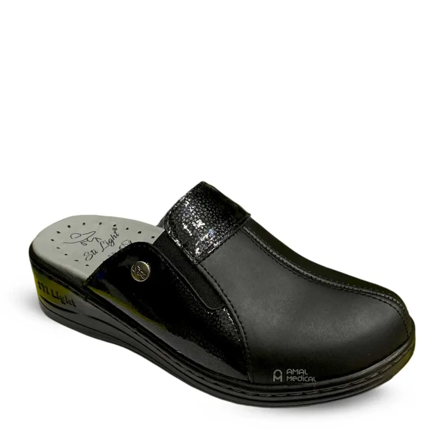 STI Orthopedic - Sabot orthopédique femme EV010 - Noir vernis