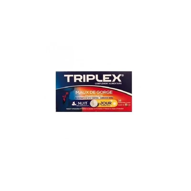 Triplex Maux de Gorge Jour et Nuit 16 Comprimés