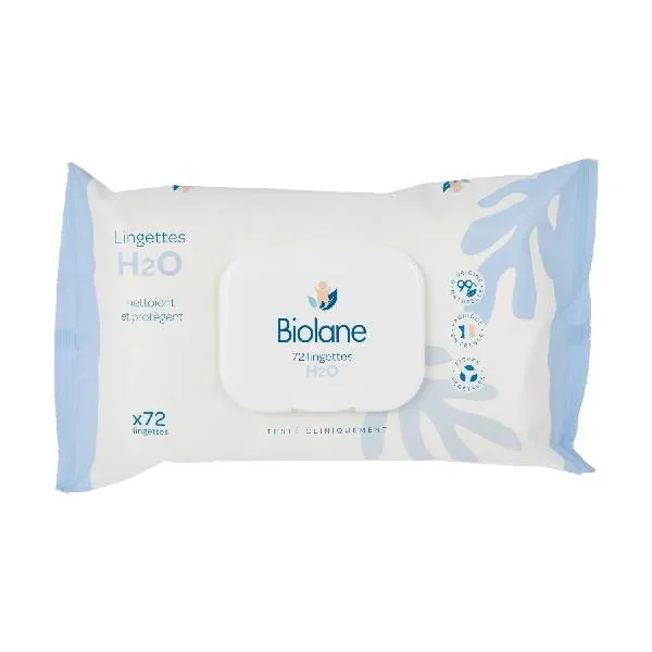 Biolane Lingettes nettoyantes H2O à l’eau bt/72