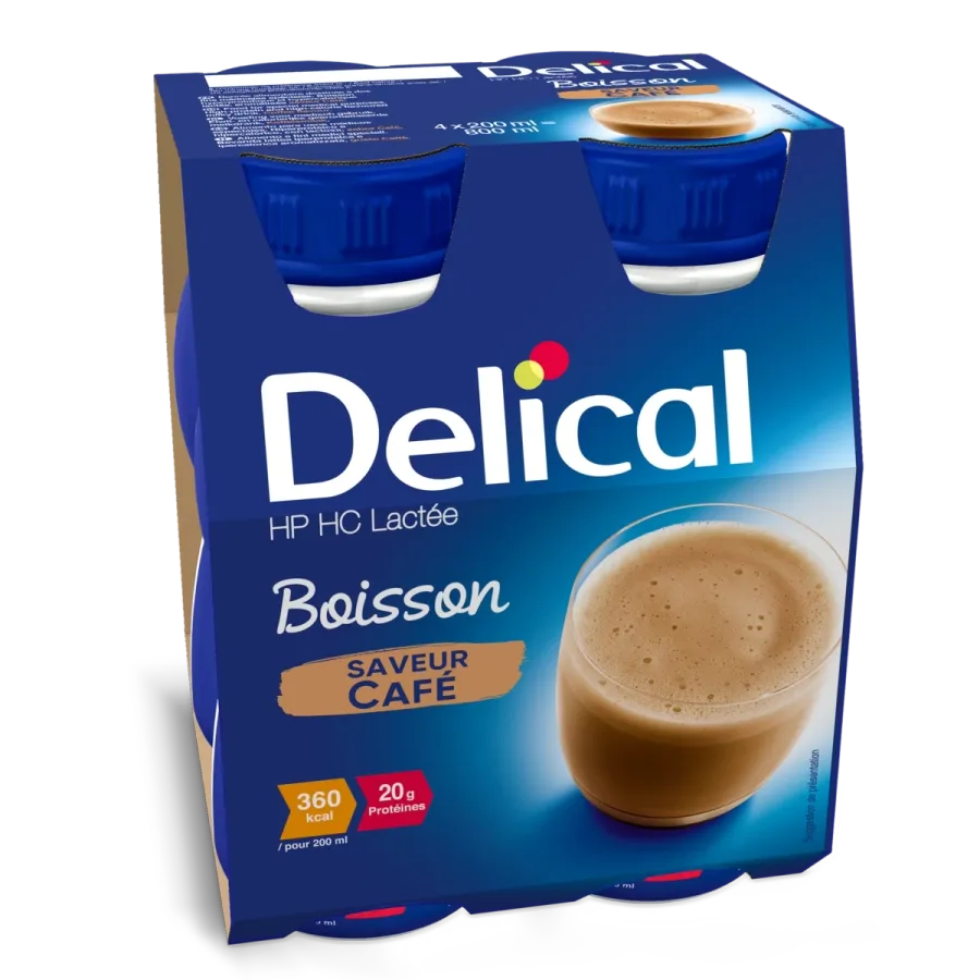 Delical Boisson HP HC Lactée Saveur Café 4 x 200ml