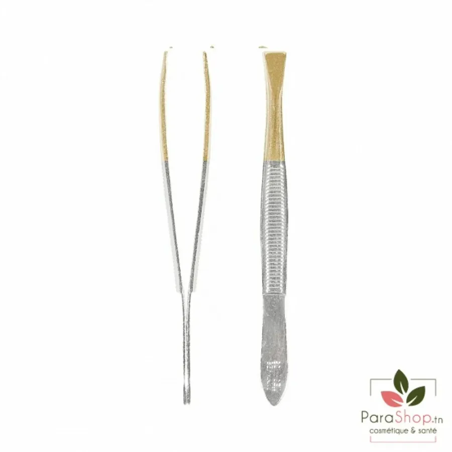 TITANIA Pince a Epiler Droite a Bout Dore - 1060/GA