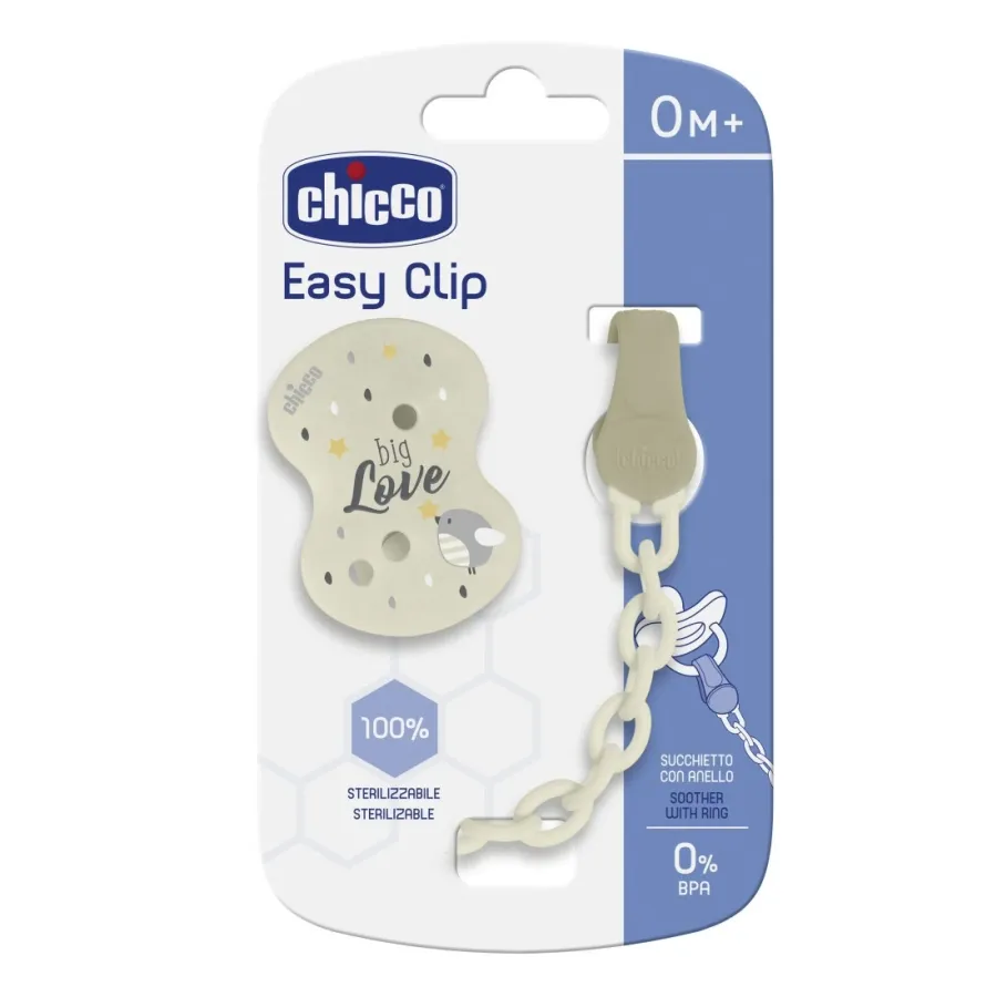 Chicco Easy Clip Attache-Sucette Chaînette 0 Mois et + Easy Clip Gris
