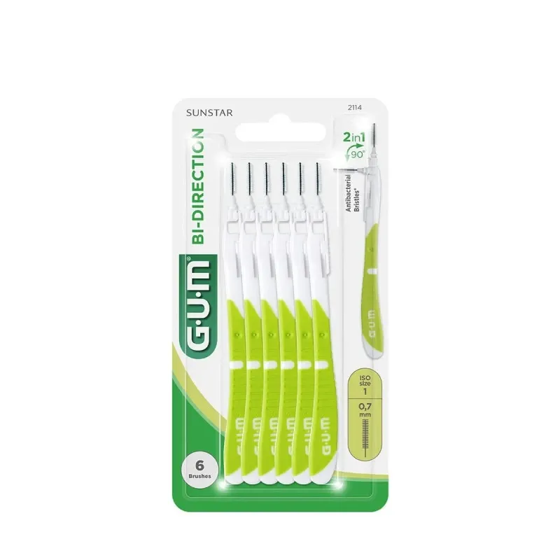 Brossettes Interdentaires - Gum Bi-direction - Taille 0.7 - Vert - 6pcs