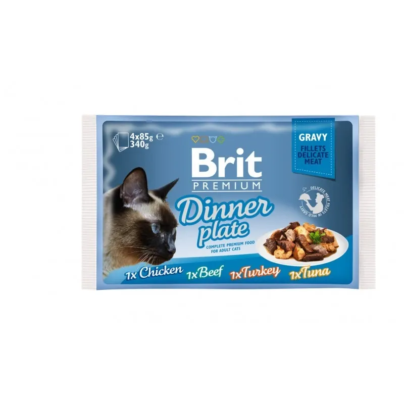 BRIT PREMIUM CHAT FILETS DELICATS EN SAUCE DINNER PLATE,400G(4x85G)