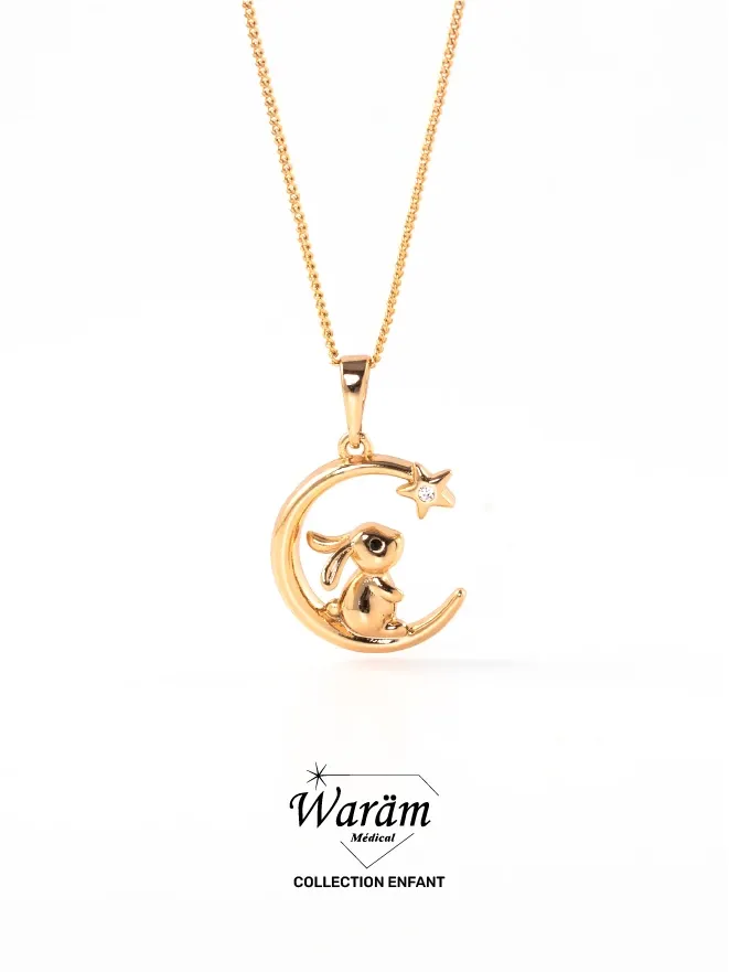 Collier Enfant Lapin Lune– Bijou Enfant Féerique